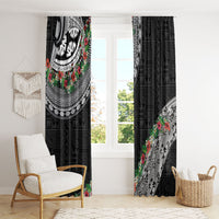 Fiji Hibiscus Window Curtain Tapa Masi Motifs with Tropical Plants