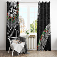 Fiji Hibiscus Window Curtain Tapa Masi Motifs with Tropical Plants