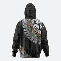 Fiji Hibiscus Zip Hoodie Tapa Masi Motifs with Tropical Plants
