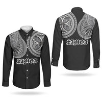 Samoa Traditional Tattoo Couples Matching Off Shoulder Maxi Dress and Long Sleeve Button Shirt Tribal Tatau Pattern