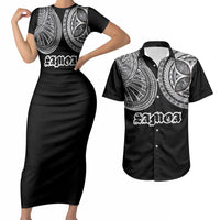 Samoa Traditional Tattoo Couples Matching Short Sleeve Bodycon Dress and Hawaiian Shirt Tribal Tatau Pattern