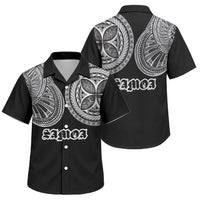 Samoa Traditional Tattoo Family Matching Off Shoulder Short Dress and Hawaiian Shirt Tribal Tatau Pattern