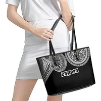 Samoa Traditional Tattoo Leather Tote Bag Tribal Tatau Pattern