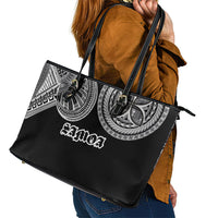 Samoa Traditional Tattoo Leather Tote Bag Tribal Tatau Pattern