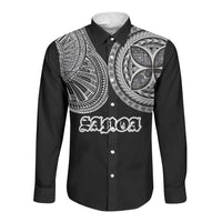 Samoa Traditional Tattoo Long Sleeve Button Shirt Tribal Tatau Pattern