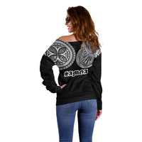 Samoa Traditional Tattoo Off Shoulder Sweater Tribal Tatau Pattern