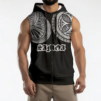 Samoa Traditional Tattoo Sleeveless Zip Hoodie Tribal Tatau Pattern
