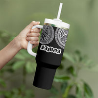 Samoa Traditional Tattoo Tumbler With Handle Tribal Tatau Pattern