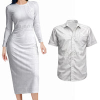 Samoa Lotu Tamaiti Couples Matching Long Sleeve Bodycon Dress and Hawaiian Shirt Tribal Tatau with Siapo Pattern