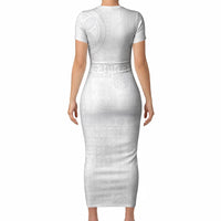 Samoa Lotu Tamaiti Short Sleeve Bodycon Dress Tribal Tatau with Siapo Pattern