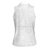 Samoa Lotu Tamaiti Women Sleeveless Polo Shirt Tribal Tatau with Siapo Pattern