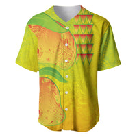 Hawaiian Mango Baseball Jersey Polynesian Art Pattern and Kakau Tattoo