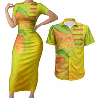 Hawaiian Mango Couples Matching Short Sleeve Bodycon Dress and Hawaiian Shirt Polynesian Art Pattern and Kakau Tattoo