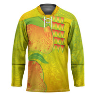 Hawaiian Mango Hockey Jersey Polynesian Art Pattern and Kakau Tattoo