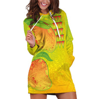 Hawaiian Mango Hoodie Dress Polynesian Art Pattern and Kakau Tattoo