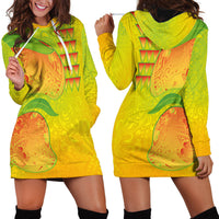 Hawaiian Mango Hoodie Dress Polynesian Art Pattern and Kakau Tattoo