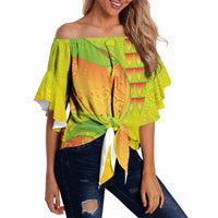 Hawaiian Mango Off Shoulder Wrap Waist Top Polynesian Art Pattern and Kakau Tattoo LT03 - Polynesian Pride