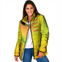 Hawaiian Mango Padded Jacket Polynesian Art Pattern and Kakau Tattoo