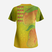 Hawaiian Mango Scrub Top Polynesian Art Pattern and Kakau Tattoo
