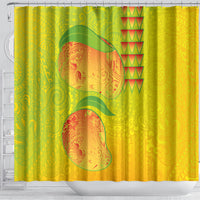 Hawaiian Mango Shower Curtain Polynesian Art Pattern and Kakau Tattoo