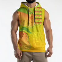 Hawaiian Mango Sleeveless Hoodie Polynesian Art Pattern and Kakau Tattoo