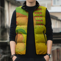 Hawaiian Mango Sleeveless Puffer Jacket Polynesian Art Pattern and Kakau Tattoo