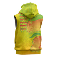 Hawaiian Mango Sleeveless Zip Hoodie Polynesian Art Pattern and Kakau Tattoo