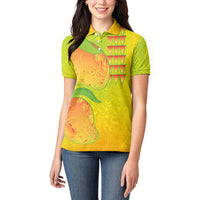 Hawaiian Mango Women Polo Shirt Polynesian Art Pattern and Kakau Tattoo