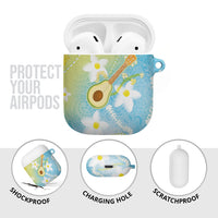 Hawaiian Ukulele Avocado AirPods Case Leis and Polynesian Pattern