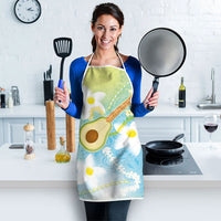 Hawaiian Ukulele Avocado Apron Leis and Polynesian Pattern
