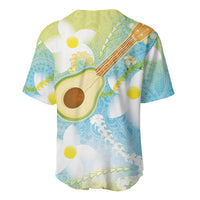 Hawaiian Ukulele Avocado Baseball Jersey Leis and Polynesian Pattern