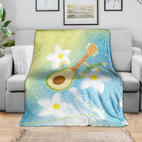Hawaiian Ukulele Avocado Blanket Leis and Polynesian Pattern
