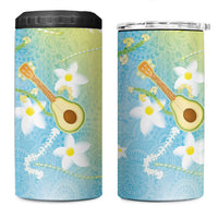Hawaiian Ukulele Avocado 4 in 1 Can Cooler Tumbler Leis and Polynesian Pattern