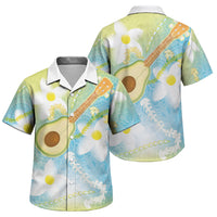 Hawaiian Ukulele Avocado Family Matching Off Shoulder Maxi Dress and Hawaiian Shirt Leis and Polynesian Pattern
