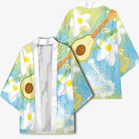 Hawaiian Ukulele Avocado Kimono Leis and Polynesian Pattern
