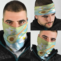 Hawaiian Ukulele Avocado Neck Gaiter Leis and Polynesian Pattern
