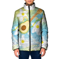 Hawaiian Ukulele Avocado Padded Jacket Leis and Polynesian Pattern