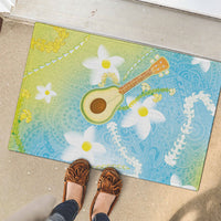 Hawaiian Ukulele Avocado Rubber Doormat Leis and Polynesian Pattern