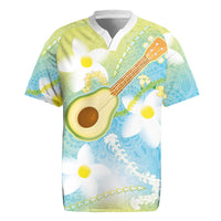 Hawaiian Ukulele Avocado Rugby Jersey Leis and Polynesian Pattern