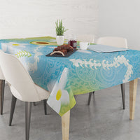 Hawaiian Ukulele Avocado Tablecloth Leis and Polynesian Pattern
