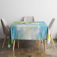 Hawaiian Ukulele Avocado Tablecloth Leis and Polynesian Pattern