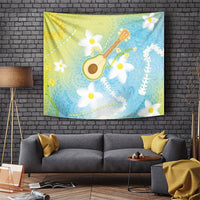 Hawaiian Ukulele Avocado Tapestry Leis and Polynesian Pattern