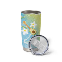Hawaiian Ukulele Avocado Tumbler Cup Leis and Polynesian Pattern