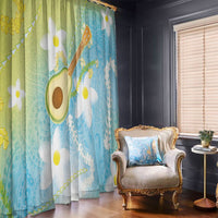 Hawaiian Ukulele Avocado Window Curtain Leis and Polynesian Pattern