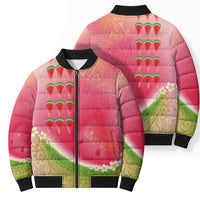 Hawaiian Watermelon Bomber Puffer Jacket with Kakau Art Tattoo