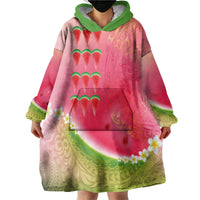 Hawaiian Watermelon Wearable Blanket Hoodie with Kakau Art Tattoo