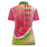 Hawaiian Watermelon Women Polo Shirt with Kakau Art Tattoo