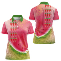 Hawaiian Watermelon Women Polo Shirt with Kakau Art Tattoo