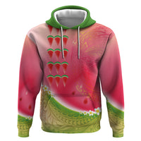 Hawaiian Watermelon Zip Hoodie with Kakau Art Tattoo