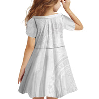 Tonga Faka Sepitema Kid Short Sleeve Dress Ngatu Pattern with Plumeria and Hibiscus